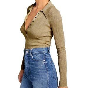 A.L.C. Lance Collared metallic  long Sleeve Top